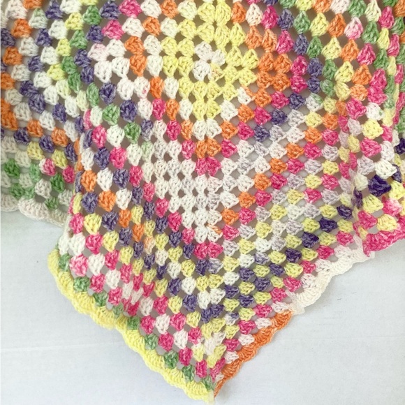 Hand Crafted Other - Baby Blanket Stroller Premie Hand Crafted Yellow Green Purple Orange Striped
